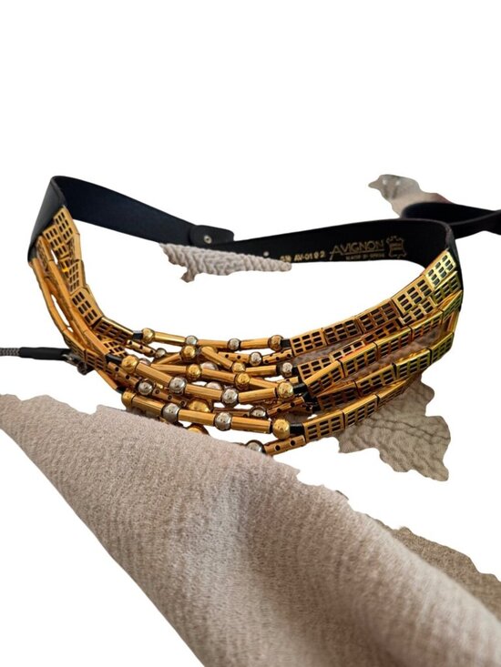 Avignon Womens Statement Belt Size S/M Gold Silver Black Adjustable Vintage Glam main image 10